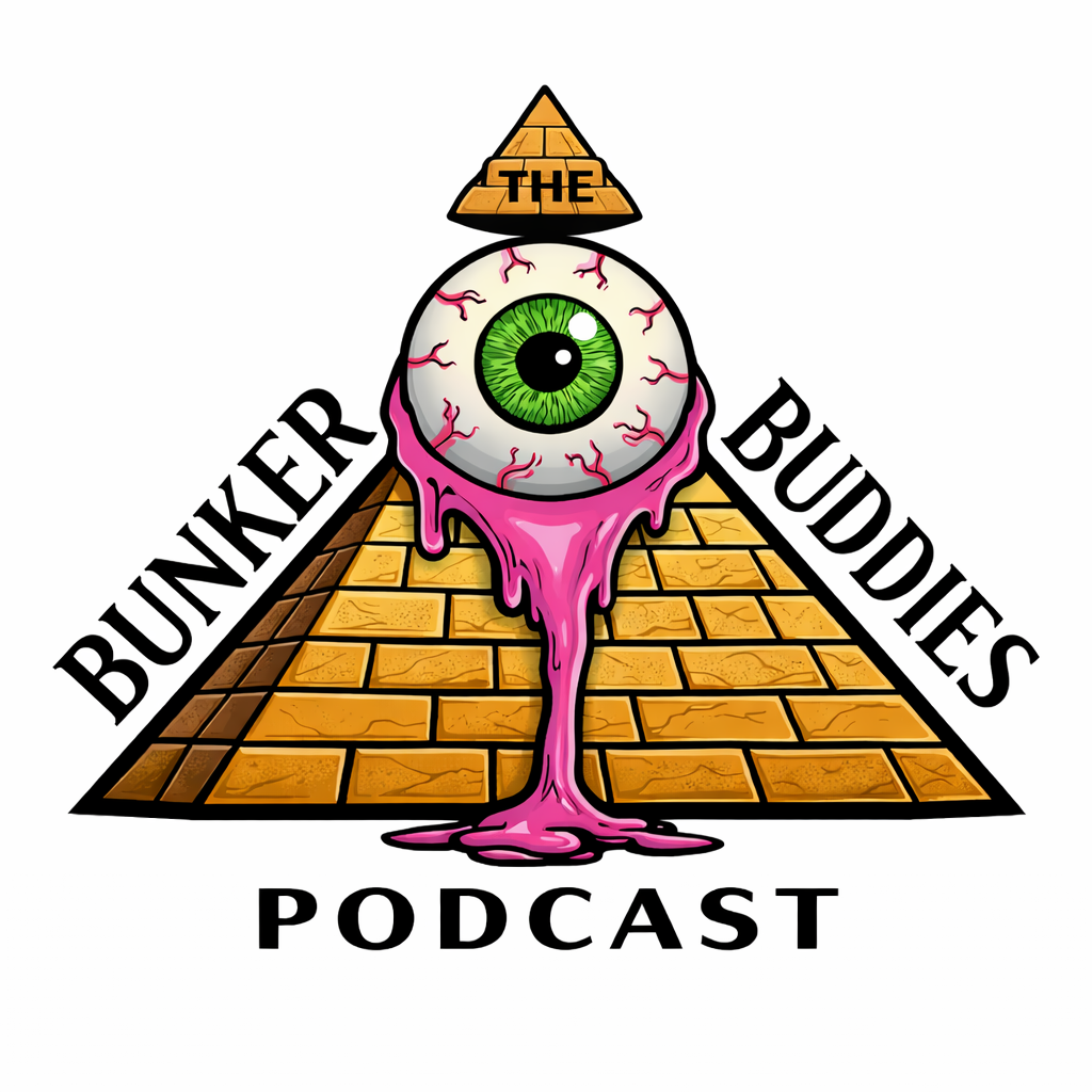 Bunker Buddies colorful eyeball and pyramid media artwork
